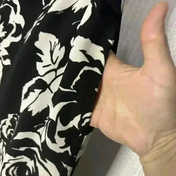 Lauren Ralph Lauren Womens 10 Black/White Floral Wide Leg Dressy High Rise Pants - Picture 4 of 12